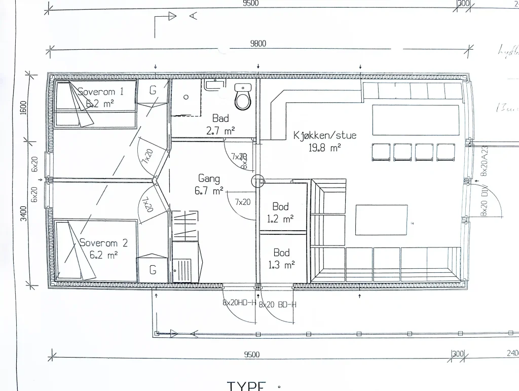 Floor plan of cabin 38 and 39 for sale at Sommarøy Tromsø, Norway